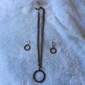 Black necklace and pierced earring set.